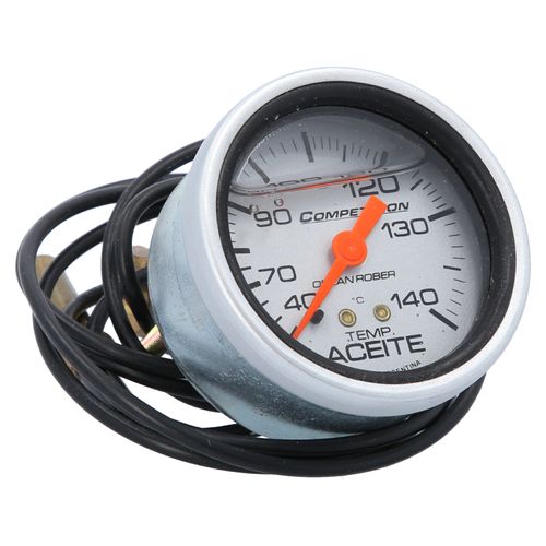 Reloj Temperatura Aceite Competición Plateado Con Glicerina