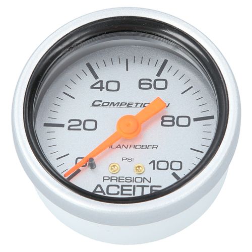 Reloj De Presión De Aceite Racing Plateado