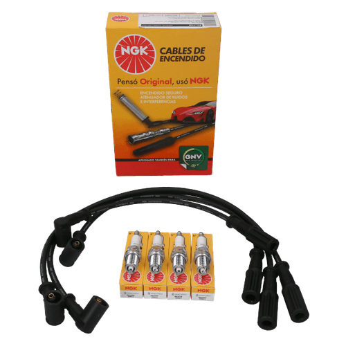 Kit Cable + Bujía Fiat Palio, Uno, Punto, Strada (1.4 fire) NGK BRASIL