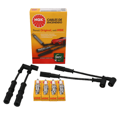 Kit Cable +  Bujía Fiat 500, Palio, Grand Siena, Uno (motor 1.4 evo) NGK BRASIL